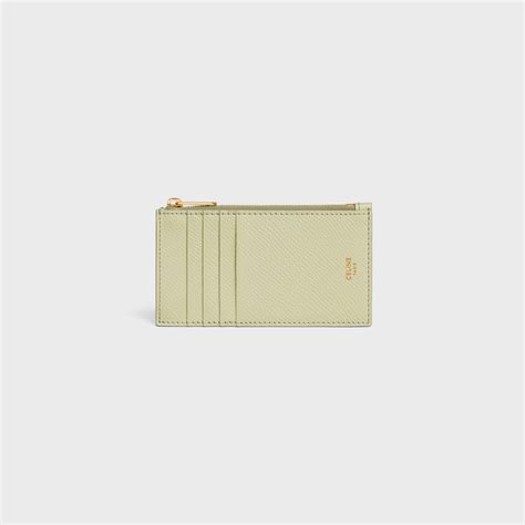 celine zipped compact card holder in grained calfskin